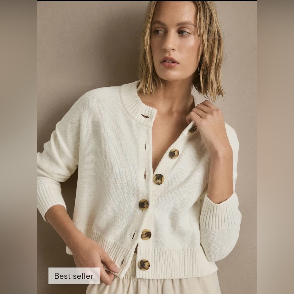 QUINCE Organic Cotton Cropped Cardigan - Picture 2 of 6